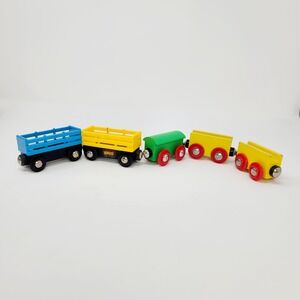 BRIO Wooden Train Cars Set Kids Multicolor Magnetic Vintage Good